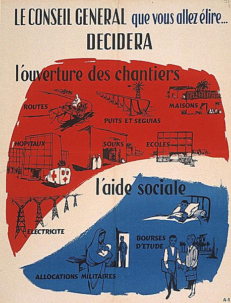Le conseil général que vous allez élire...décidera l'ouverture des chantiers (...) l'aide sociale (...)