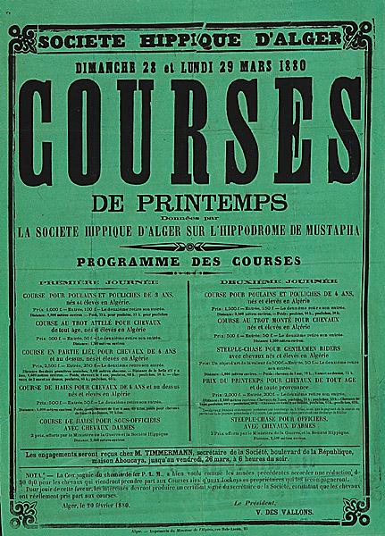 Société hippique d'Alger (...) Courses de printemps données par la société hippique d'Alger sur l'hippodrome de Mustapha (...)