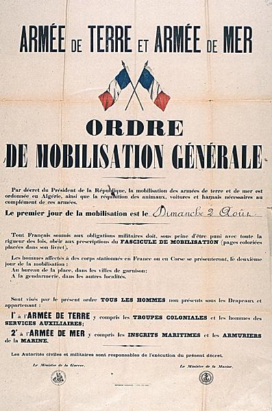 Armée de terre et armée de mer. Ordre de mobilisation générale (...)