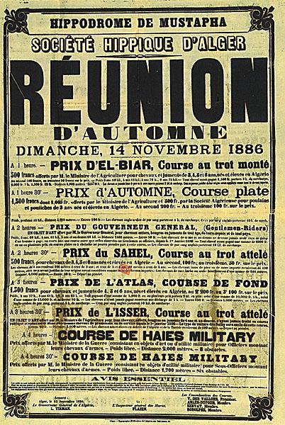 Hippodrome de Mustapha. Société hippique d'Alger. Réunion d'automne (...)