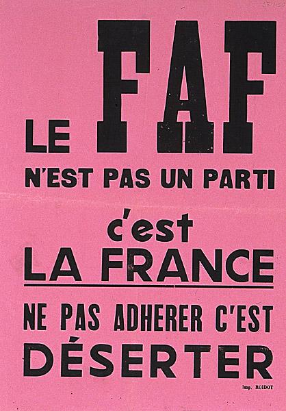 Le FAF n'est pas un parti c'est la France. Ne pas adhérer c'est déserter.