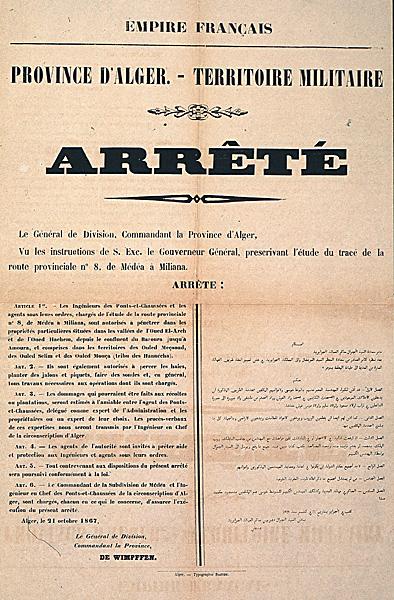 Province d'Alger. Territoire militaire. Arrêté (...)