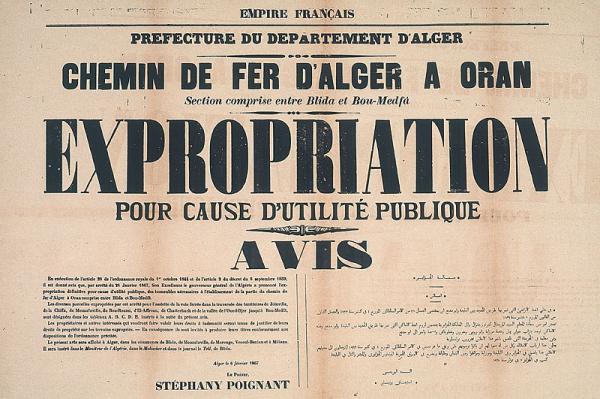 Préfecture du Département d'Alger. Chemin de fer d'Alger à Oran. Section comprise entre Blida et Bou Medfa. Expropriation pour cause d'utilité publique (...)