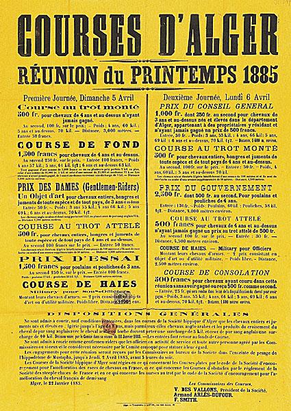 Courses d'Alger. Réunion du printemps 1885 (...)