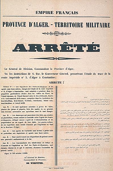 Province d'Alger. Territoire militaire. Arrêté (...)