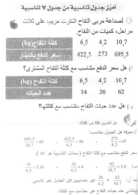حل التمرين 08 صفحة 108 رياضيات السنة الأولى متوسط