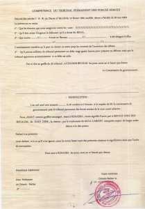 لائحة الإتهام التي وجهت للمجاهد بوسيف الحاج الدين من طرف المحكمة العسكرية الفرنسية