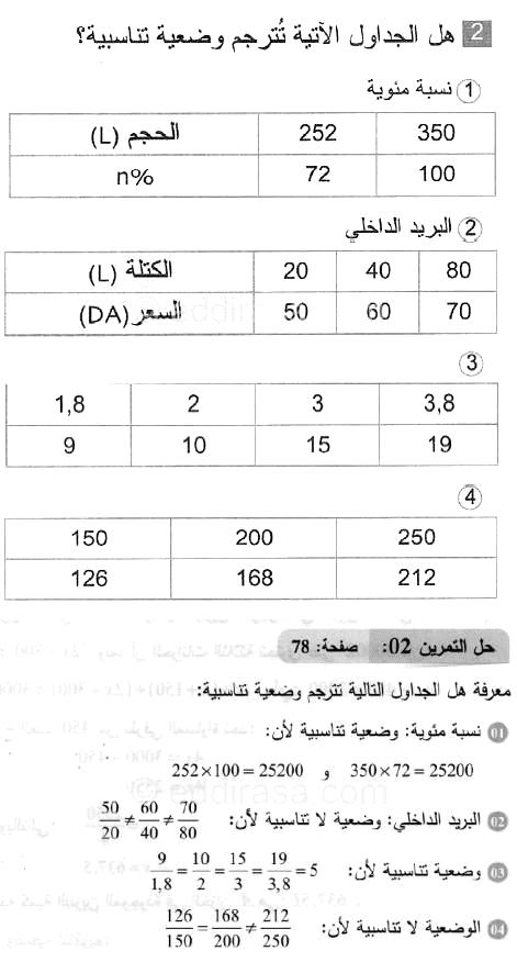حل التمرين 02 صفحة 78 رياضيات السنة الثانية متوسط