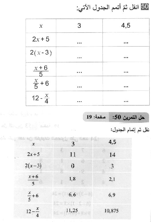 حل التمرين 50 صفحة 19 رياضيات السنة الثانية متوسط
