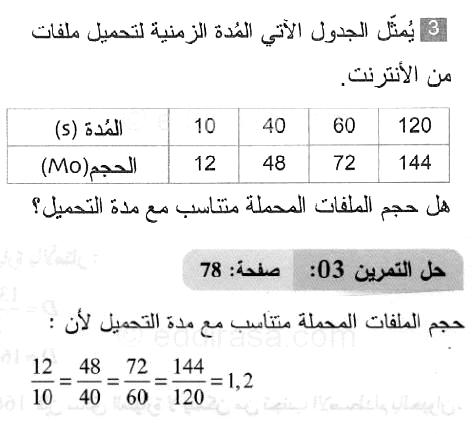 حل التمرين 03 صفحة 78 رياضيات السنة الثانية متوسط