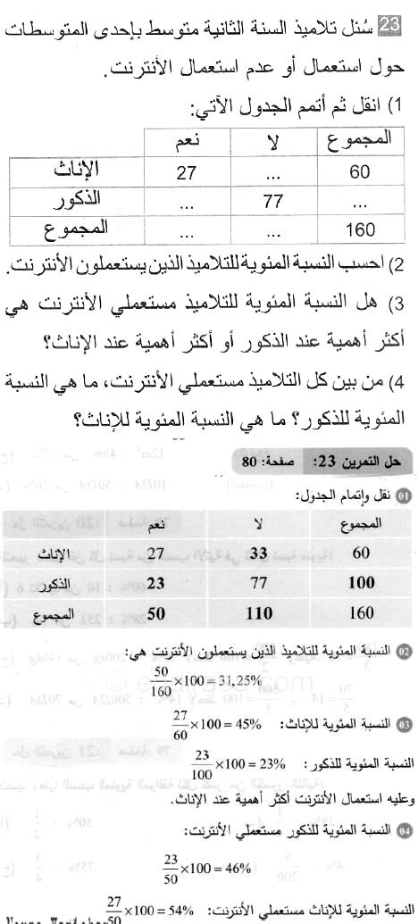 حل التمرين 23 صفحة 80 رياضيات السنة الثانية متوسط