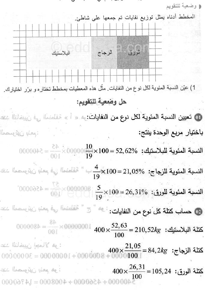 حل وضعية التقويم صفحة 100 رياضيات السنة الثانية متوسط