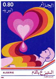 Sang et produits sanguins (Timbre poste Algérie)
