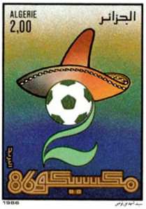 Coupe du monde de football Mexique 1986 (Timbre poste Algérie)