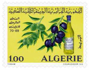 Année oléicole mondiale 1969-1970 (Timbre poste Algérie)