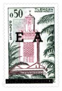 Timbres de France surchargés «EA» en procédé typographique (Timbre poste Algérie)