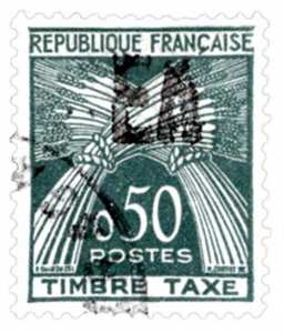 Timbres-taxes de France surchargés Etat Algérien «EA» avec tampon à main ou en procédé typographique (Timbre poste Algérie)