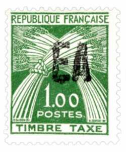 Timbres-taxes de France surchargés Etat Algérien «EA» avec tampon à main ou en procédé typographique (Timbre poste Algérie)