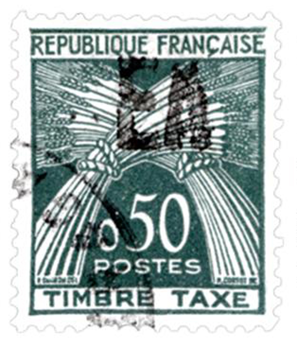 Timbres-taxes de France surchargés Etat Algérien «EA» avec tampon à main ou en procédé typographique (Timbre poste Algérie)