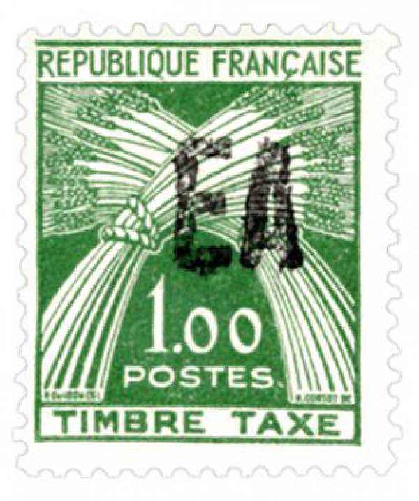 Timbres-taxes de France surchargés Etat Algérien «EA» avec tampon à main ou en procédé typographique (Timbre poste Algérie)