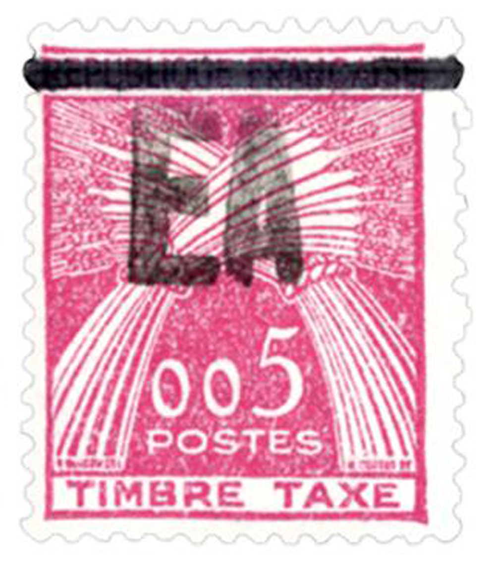 Timbres-taxes de France surchargés Etat Algérien «EA» avec tampon à main ou en procédé typographique (Timbre poste Algérie)