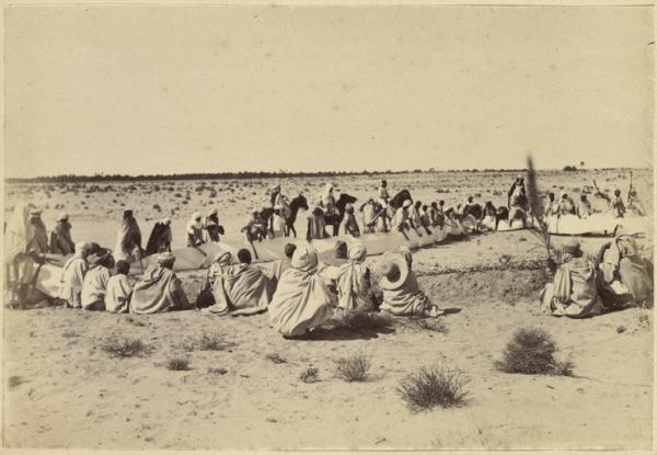 1891. Dans le Sahara (destruction des criquets) (Image de propagande coloniale)