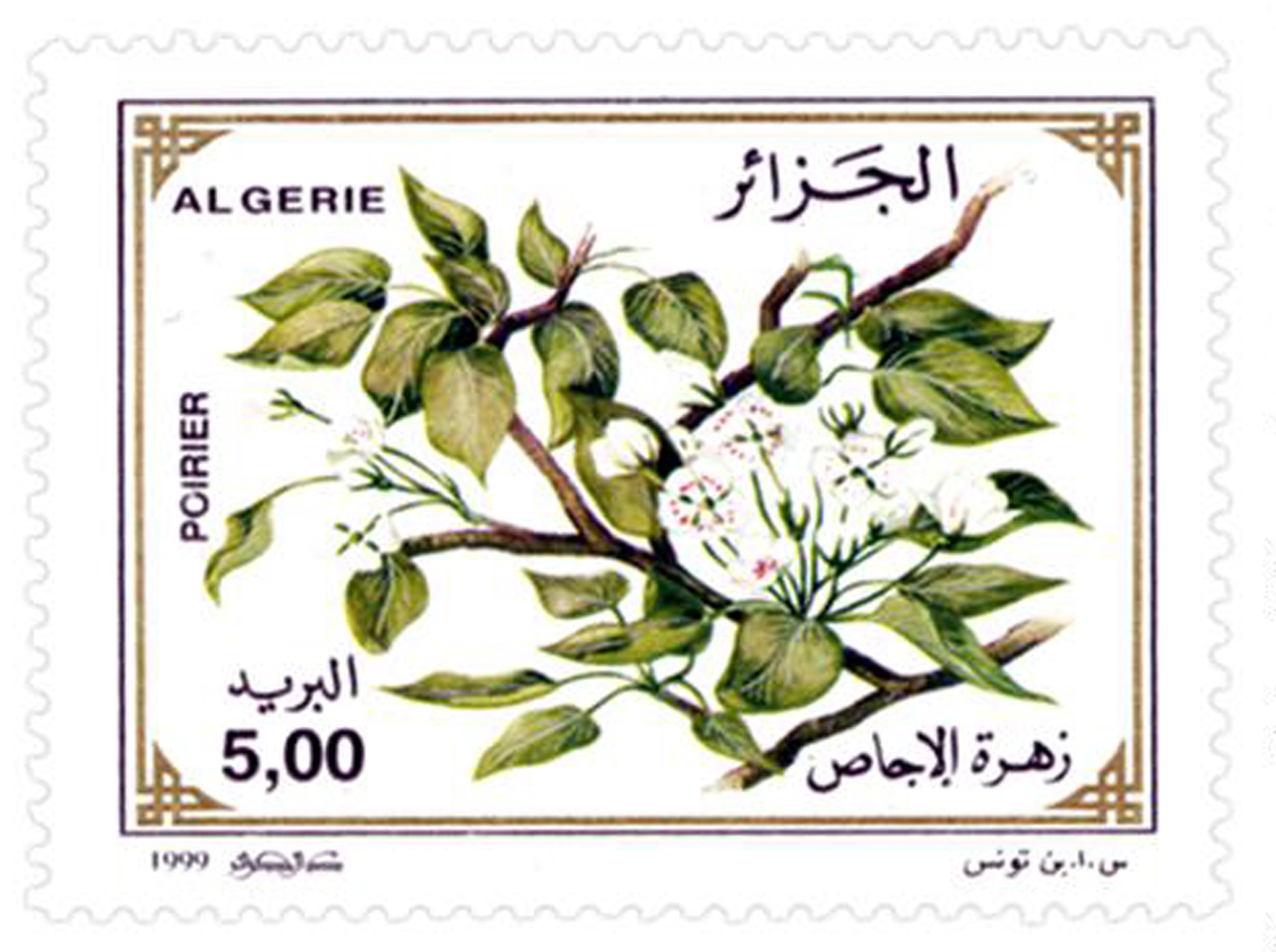 Fleurs d’arbres fruitiers (Timbre poste Algérie)