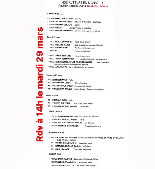 Programme des auteurs Casbah !