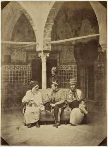 Bou Ariz Ben Gouah, Cheik-El-Arab, capitaine Lucas, Si Amouda, M. Desbarolles (Image de propagande coloniale)