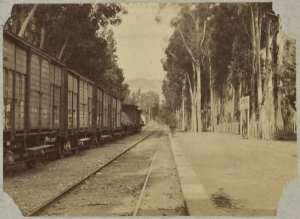 [Train de marchandises à quai] (Image de propagande coloniale)