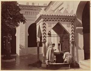 Intérieur de la mosquée d'Alger [Djemâa El Kébir] (Image de propagande coloniale)