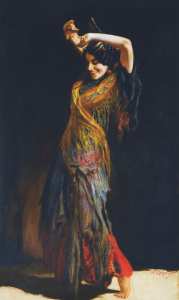 Artiste Peinte Leopold Schmutzler , « La danseuse de flamenco »