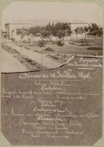 Menu pour le diner offert au général inspecteur du génie : Popote des Indépendants. Diner du 16 juillet 1896 ['] (Image de propagande coloniale)
