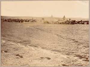Campement de la colonne à Akabli [étape de la colonne du Tidikelt du commandant d'Eu du 26 mars 1900'] (Image de propagande coloniale)