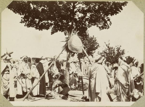 Marché d'Ammi-Moussa. Boucherie arabe (Image de propagande coloniale)