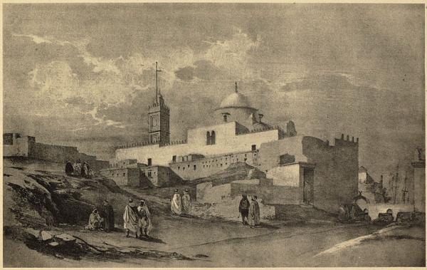 [Alger]. Mosquée Djemaâ-el-Djedid ou Mosquée neuve (Berbrugger). C'est la mosquée des Turcs et de leurs descendants (rite Hanéfite[...]. Il y avait à Alger 89 mosquées (1830) du rite malékite et 14 du rite hanéfite (Aumérat). (Image de propagande coloniale)