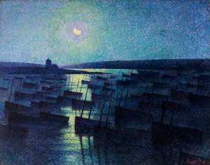 Camaret, clair de lune et bateaux de pêche