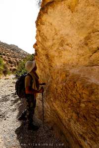 Un jeune géologue examinant les roches longeant oued Bouster