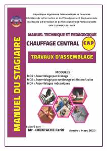 دليل المتربص شعبة BTP.MTPS CHAUFFAGE CENTRAL ( Travaux D'assemblage,MQ2,MQ3,MQ4, )N.2020.TA