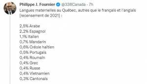 Langues maternelles au Québec, autres que le français et l'anglais [recensement de 2021] :