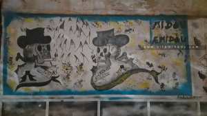 Graffiti sur un mur d'Abou Tachefine (Tlemcen)
