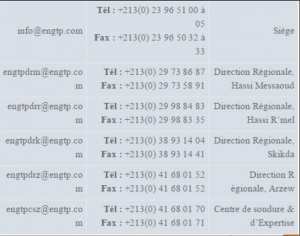 ايميلات سوناطراك gtp sonatrach