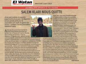 Le Journaliste Salem KLARI nous quitte