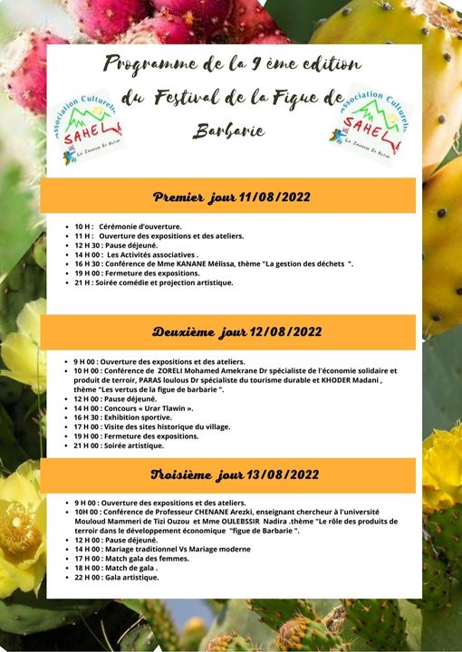 Programme de la 9e edition du Festival de la figue de Barbarie au Village de Sahel