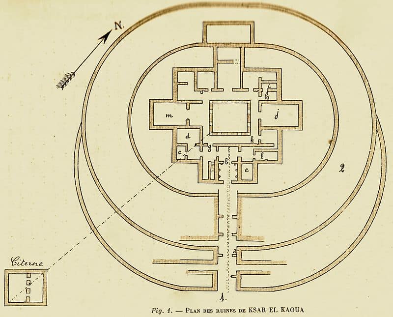 Plan des ruines de Ksar El Kaoua (Relizane)