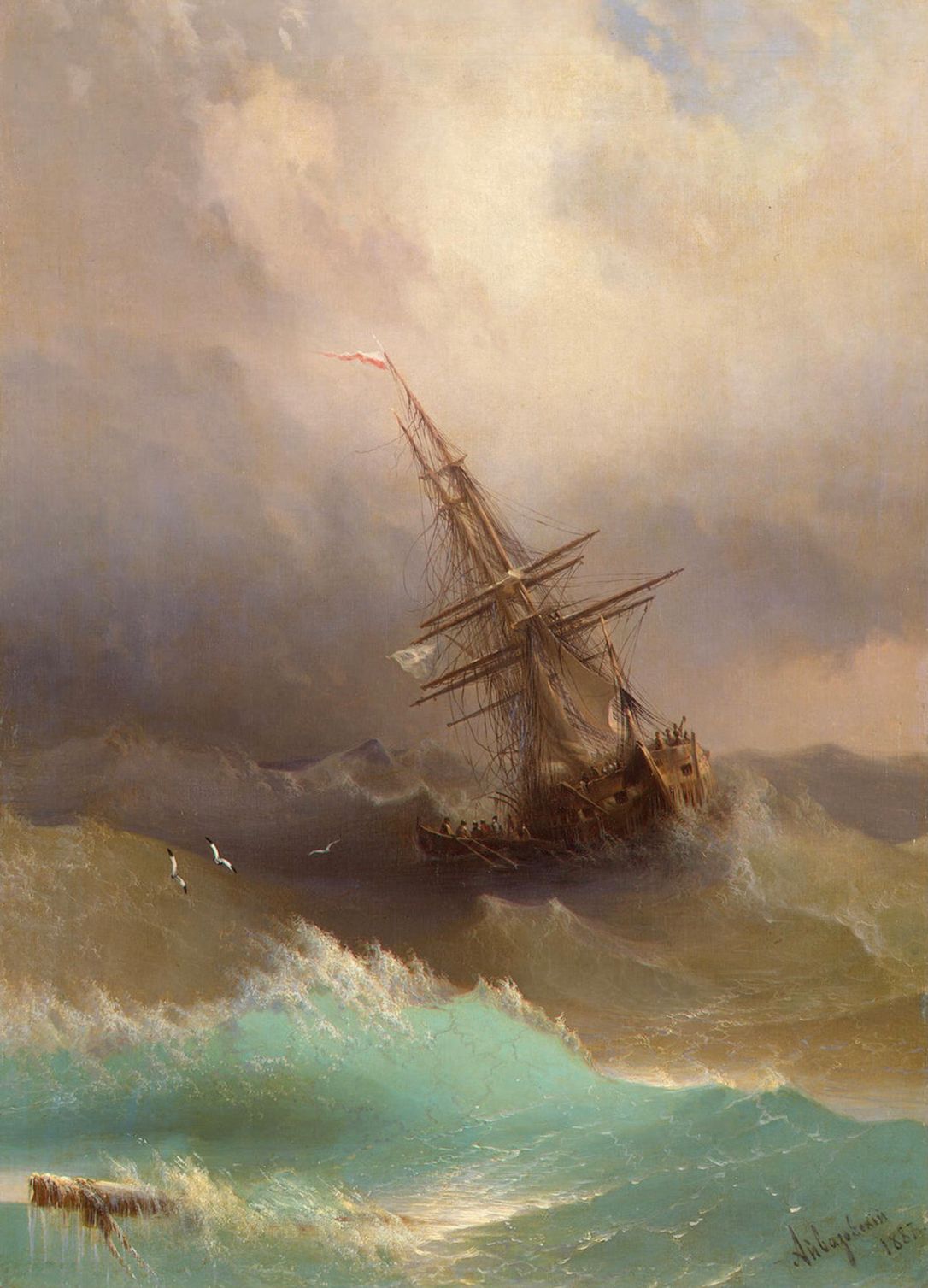 Bateau dans la tempête de mer, 1887