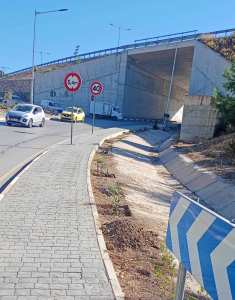 Algérie (Constantine) - Un bande verte de laurier rose en parallèle au talus de Djenane Dardar