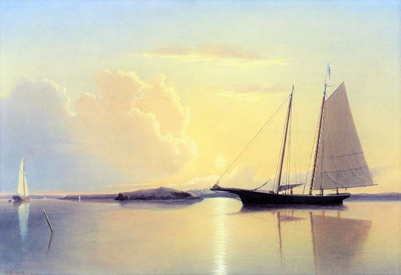 William Bradford (1823 - 1892), « Goélette dans le port de Fairhaven, Sunrise » (1859)