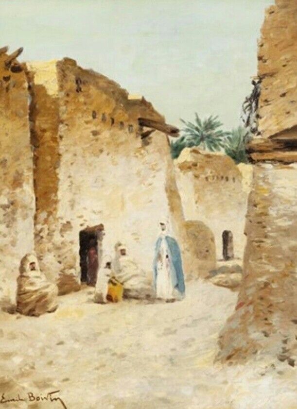 Personnages dans une ville du sud.