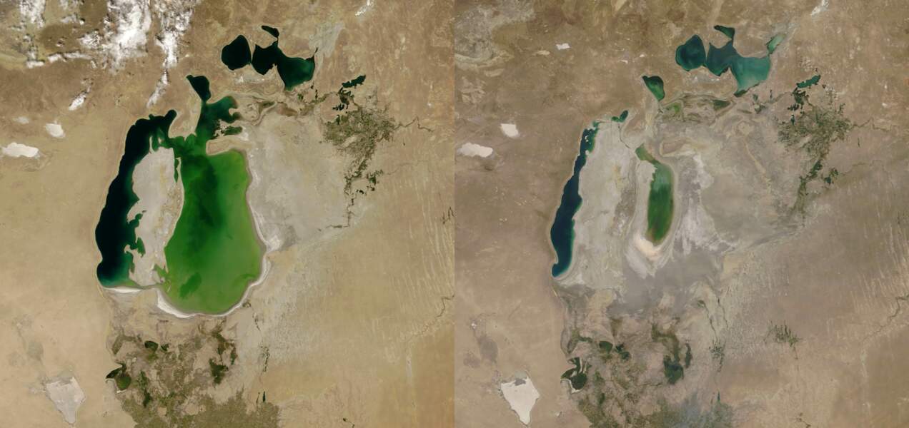 Planète (Asie) -  La Mer d'Aral entre 2000 et 2018